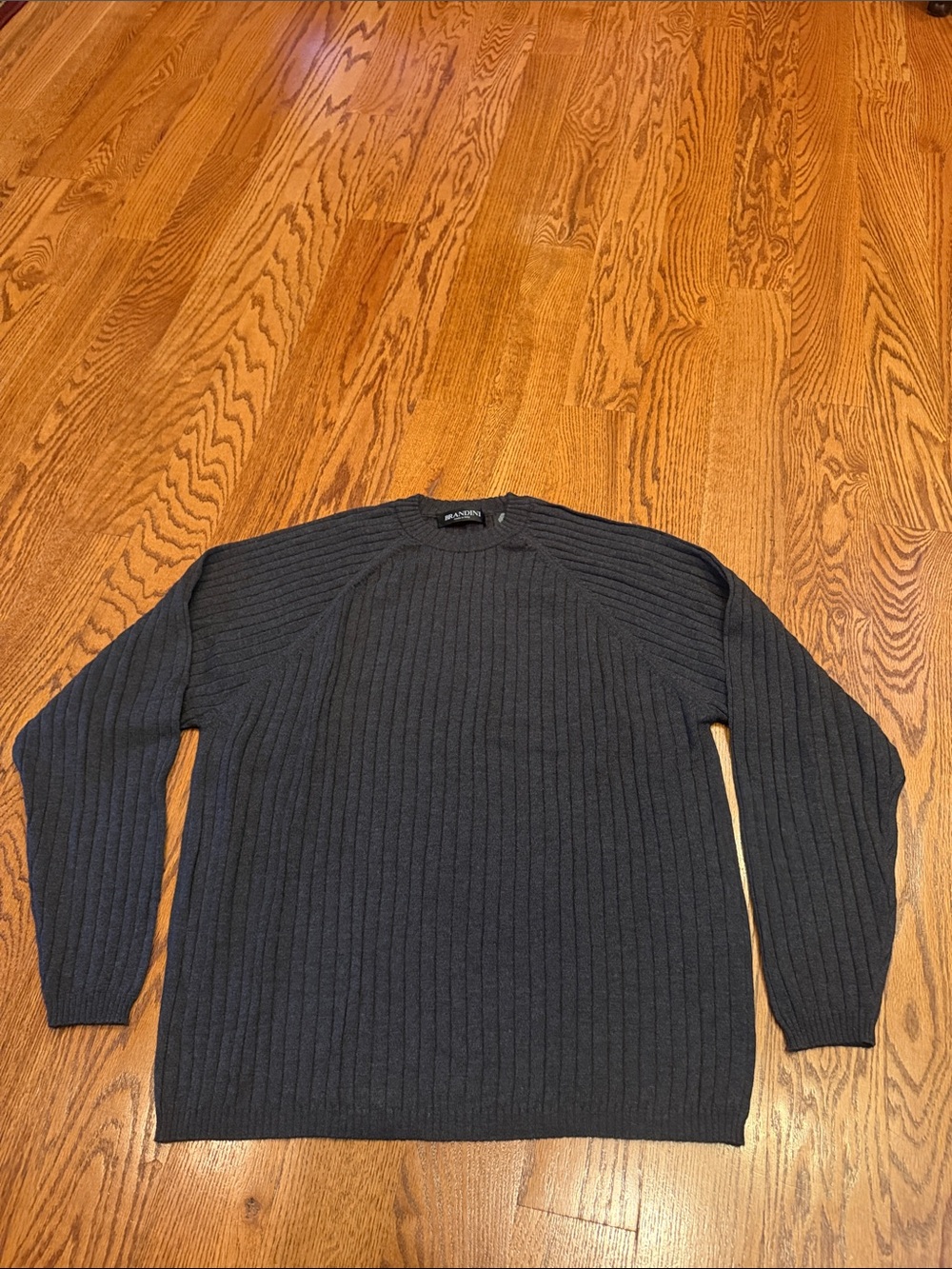 Men's Ribbed Crewneck Sweater in Dark Charcoal - Classic Fit
